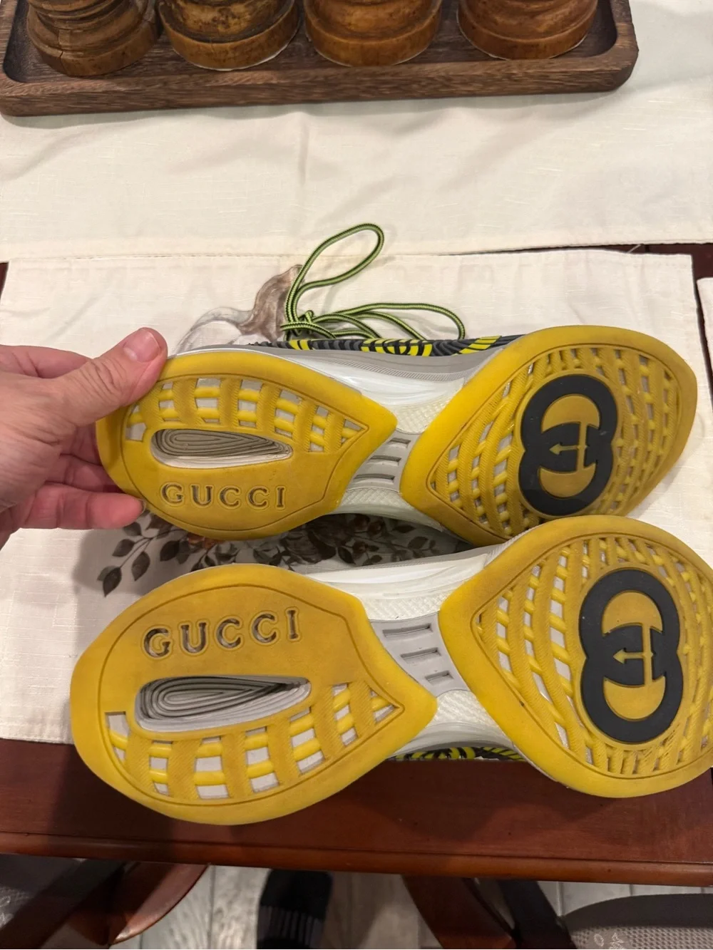 Gucci Black Sneakers with Green Logo Detail